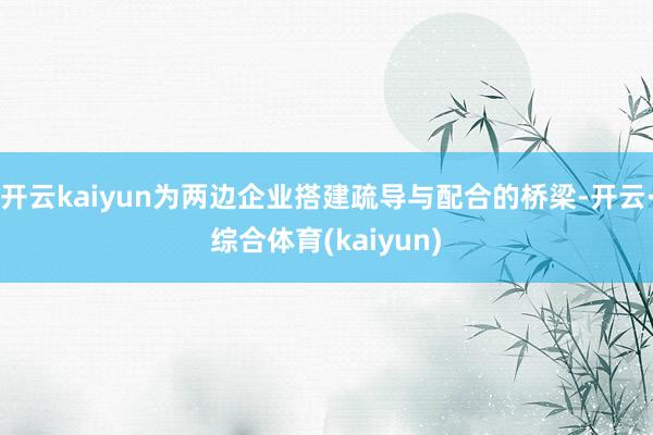 开云kaiyun为两边企业搭建疏导与配合的桥梁-开云·综合体育(kaiyun)