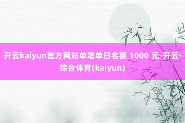 开云kaiyun官方网站单笔单日名额 1000 元-开云·综合体育(kaiyun)
