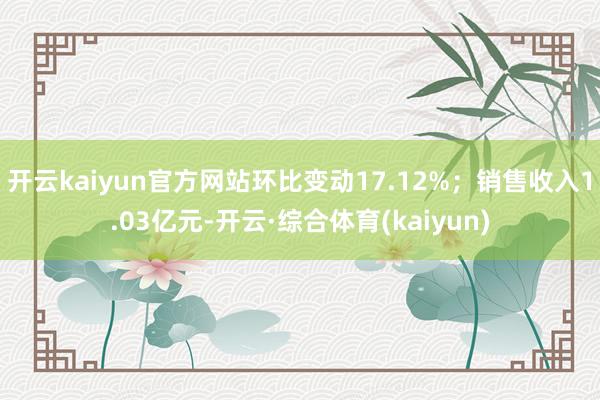 开云kaiyun官方网站环比变动17.12%；销售收入1.03亿元-开云·综合体育(kaiyun)