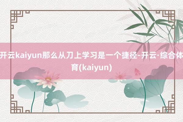 开云kaiyun那么从刀上学习是一个捷径-开云·综合体育(kaiyun)